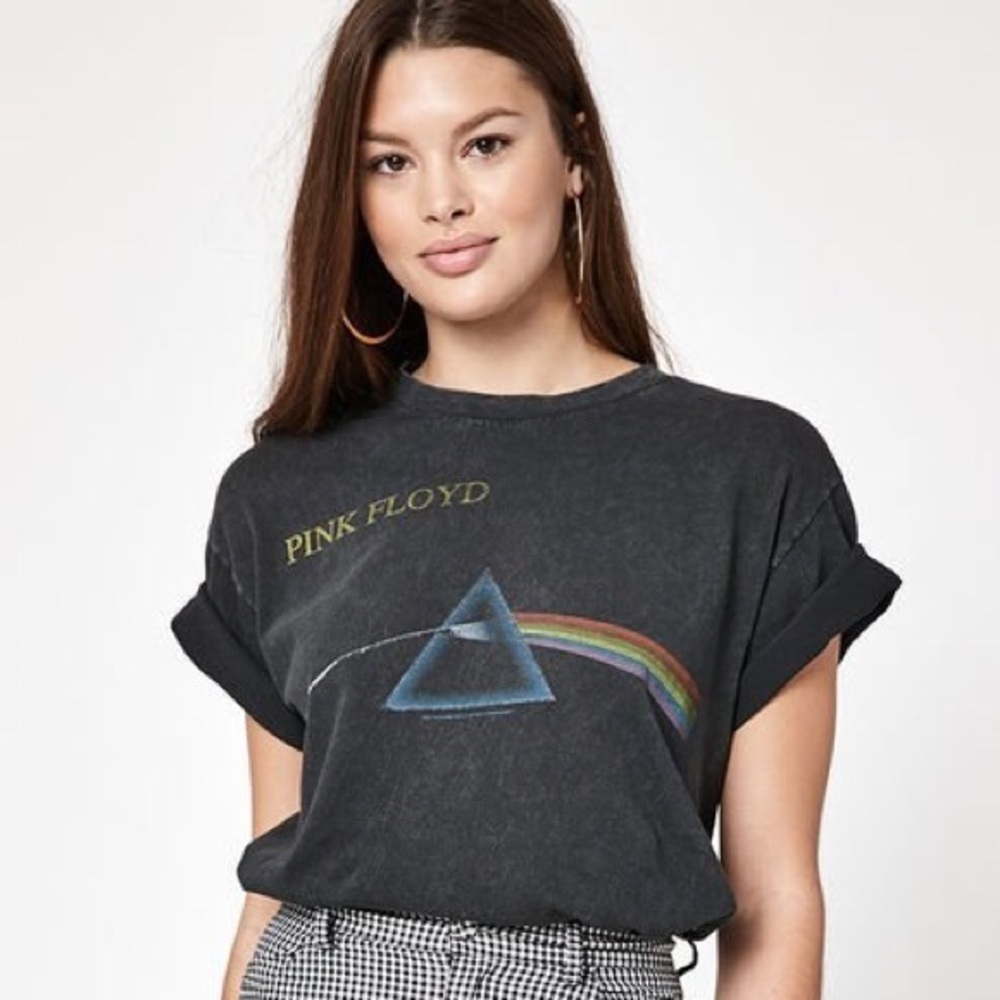 brandy melville pink floyd cropped tee